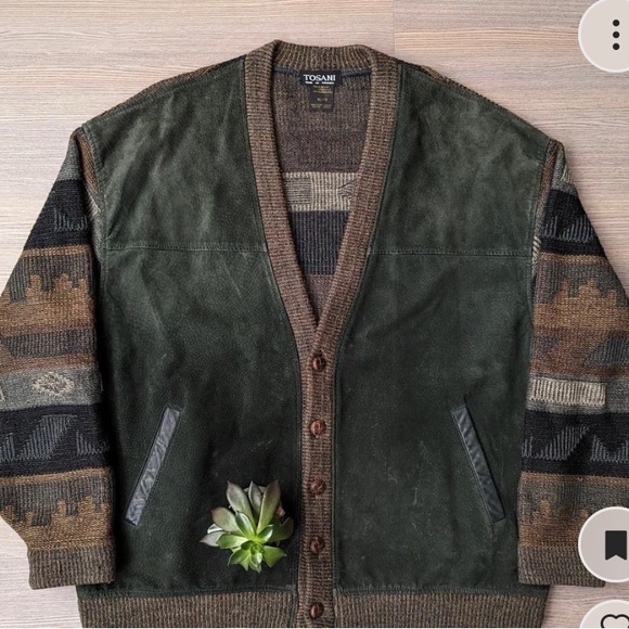 Vintage Tosani Suede Front Cardigan XL - Picture 1 of 3